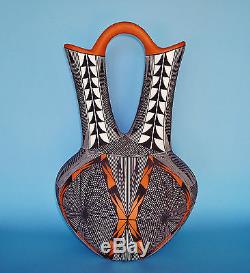 Large Native American Acoma Wedding Vase Painted Stylized Webs by JAY VALLO