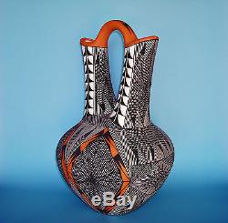 Large Native American Acoma Wedding Vase Painted Stylized Webs by JAY VALLO