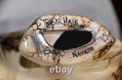 Large Native American Pottery Horse Hair Vase Navajo Indian Handmade Vail Signed