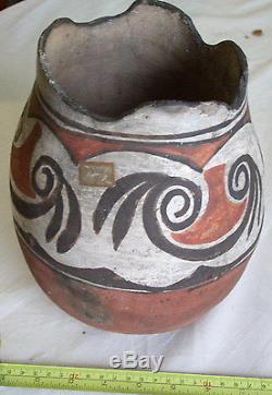 Large Native American Redware Pottery Jar Vessel Pueblo 19th C Olla Acoma Zuni