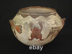Large Zuni Pottery Frog Jar, Southwest Native American Indian Artifact, c. 1890