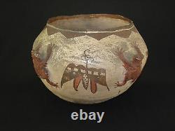 Large Zuni Pottery Frog Jar, Southwest Native American Indian Artifact, c. 1890