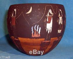 Larger Ida Sahmie Navajo Hopi Pottery Night Dance