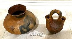 Lot of 2 Rare & Beautiful Native American Pottery Vintage Hand Coiled