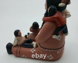 Loving Native American Family Clay Figures Decorative Indians Sculptures