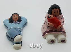Loving Native American Family Clay Figures Decorative Indians Sculptures