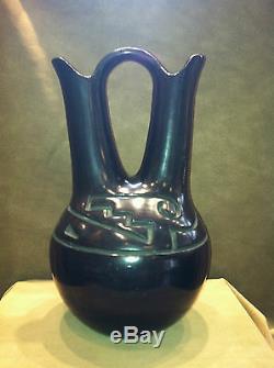 Lu Ann Tafoya Santa Clara Carved Black Wedding Vase