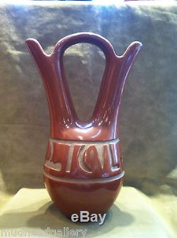 Lu Ann Tafoya Santa Clara Carved Red Wedding Vase