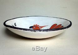 Lucy Lewis, Native American Acoma pottery, parrot design dish 6 1/2 diameter