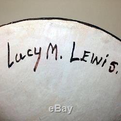 Lucy Lewis, Native American Acoma pottery, parrot design dish 6 1/2 diameter