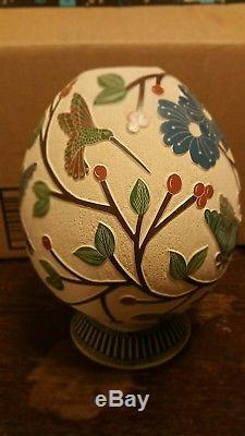MATA ORTIZ HAND COILED, ETCHED & PAINTED NATIVE AMERICAN POTTERY WithHUMMINGBIRDS