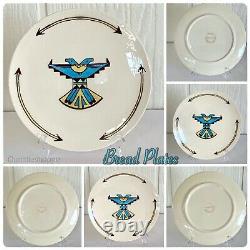 MCM Sims Pottery Thunderbird Native American Symbol Dishes Lot of 20 RARE