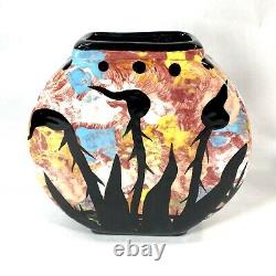 Mana Pottery Apache Native American Pottery Gilbert Ortega Signed Vase Mug Glass