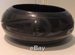 Maria & Julian Martinez Black 9 Pottery Jar Bowl San Ildefonso 1925-1943 Signed