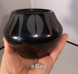 Maria Martinez & Santana San Ildefonso Black on Black Pottery Jar/vase