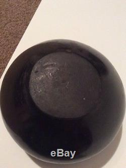 Marie Black on Black Native American Pottery Bowl Signed
