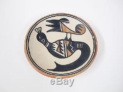 Marie Martinez San Ildefonso Pueblo Small Shallow Pottery Bowl Bird Motif 5 Inch