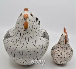 Marie Z. Chino Signed Native American Pottery Roosters Bank Acoma New Mexico