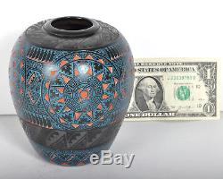 Marvin Blackmore Intricate Etched Art Pottery Vase Southwest Native American 5