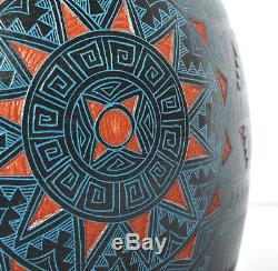 Marvin Blackmore Intricate Etched Art Pottery Vase Southwest Native American 5