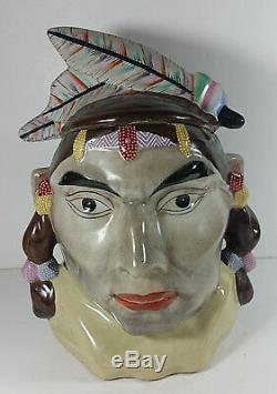 McCoy Pottery Indian Head Cookie Jar 10in Vintage Native American Canister 93
