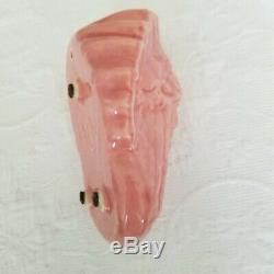 McCoy Pottery Native American Indian Chief Wall Pocket Vase Pink Glaze