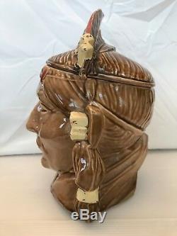 Mccoy Native American Indian Head Cookie Jar And Lid