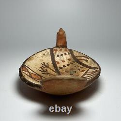 Mid Century Native American Zia Pottery Polychrome Bird Effigy Bowl 4.77