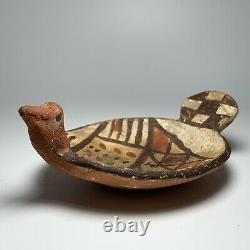Mid Century Native American Zia Pottery Polychrome Bird Effigy Bowl 4.77