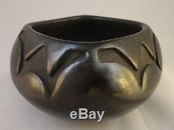 Mida Tafoya Santa Clara Pueblo pottery polished bowl. Black on black. Apx. 5 ¾