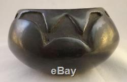 Mida Tafoya Santa Clara Pueblo pottery polished bowl. Black on black. Apx. 5 ¾