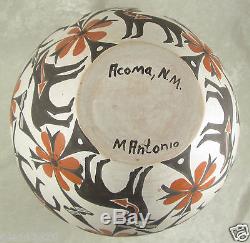 Mildred Antonio Acoma Pot Deer Native American Indian Pottery 9x9 Signed Vintage