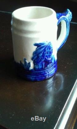 Monmouth Pottery Sleepy Eye Blue Native American Indian Pitcher Antique