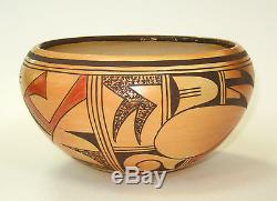 Myra Daniels Hopi Polychrome Bowl Parrot Design-Native American Pueblo Pottery
