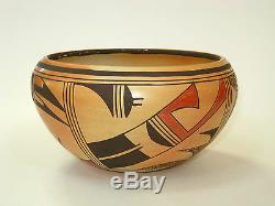 Myra Daniels Hopi Polychrome Bowl Parrot Design-Native American Pueblo Pottery