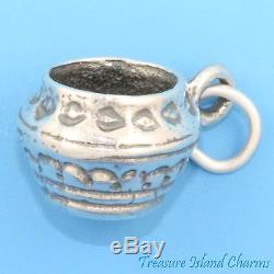 NATIVE AMERICAN INDIAN POTTERY VASE BOWL 3D. 925 Solid Sterling Silver Charm
