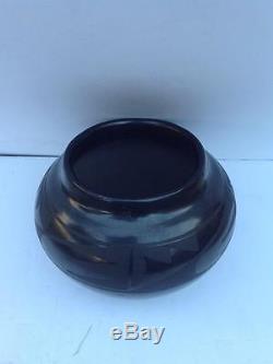 Native American San Ildefonso Black Pueblo Pottery Bowl Desideria Montoya Sanche