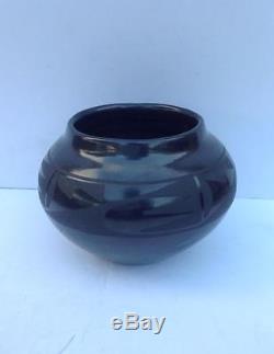 Native American San Ildefonso Black Pueblo Pottery Bowl Desideria Montoya Sanche