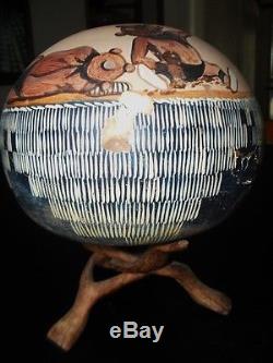 NAVAJO POT by FRED CLEVELAND. SIGNED. MUDHEAD CLOWN, EAGLE DANCER, Native American