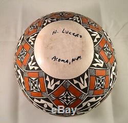 Native American ACOMA Pueblo Polychrome Bowl Signed N. Lucero Hand Coiled