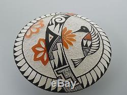 Native American Acoma Etched Hummingbird Seed Pot By Chino