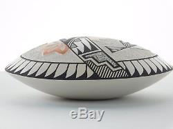 Native American Acoma Etched Hummingbird Seed Pot By Chino