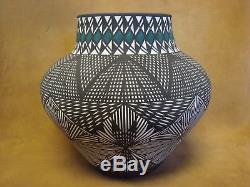 Native American Acoma Fine Line Pot Hand Painted by Jay Vallo! Fine Line