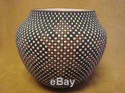 Native American Acoma Hand Painted Checkered Pot by Terrance M. Chino Sr! Hand