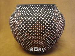 Native American Acoma Hand Painted Checkered Pot by Terrance M. Chino Sr! Hand