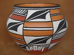 Native American Acoma Indian Pottery Hand Coiled Pot by Loretta Joe