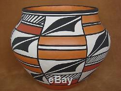 Native American Acoma Indian Pottery Hand Coiled Pot by Loretta Joe