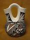 Native American Acoma Indian Pottery Hand Painted Etched Wedding Vase by B. Garc