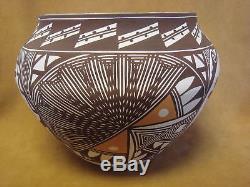 Native American Acoma Indian Pottery Hand Painted Pot by Ed lewis