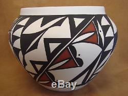 Native American Acoma Indian Pottery Hand Painted Pot by Leilanie Miller
